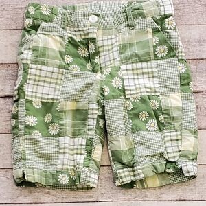 Janie & Jack Green Patchwork Girls Shorts Size 5T in VGUC